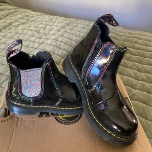 Black Iridescent Chelsea Boots Dr Martens Girls Size 12